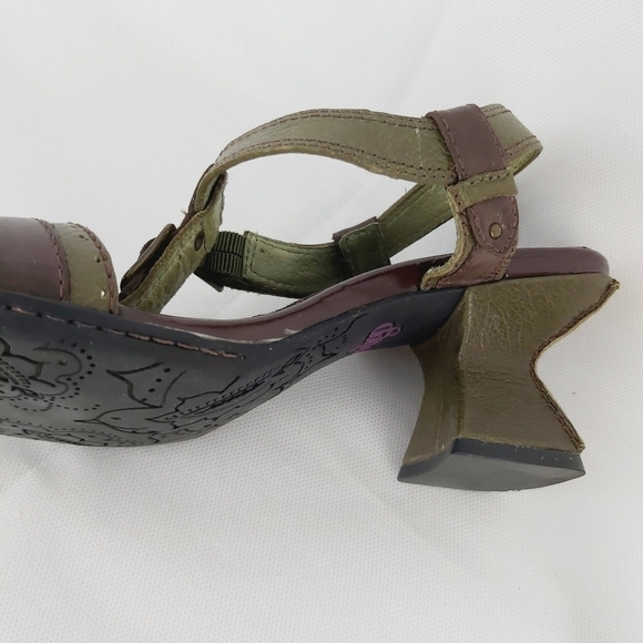 CLARKS INDIGO olive green leather sandals square heel size 8M ajustable … - Picture 8 of 11